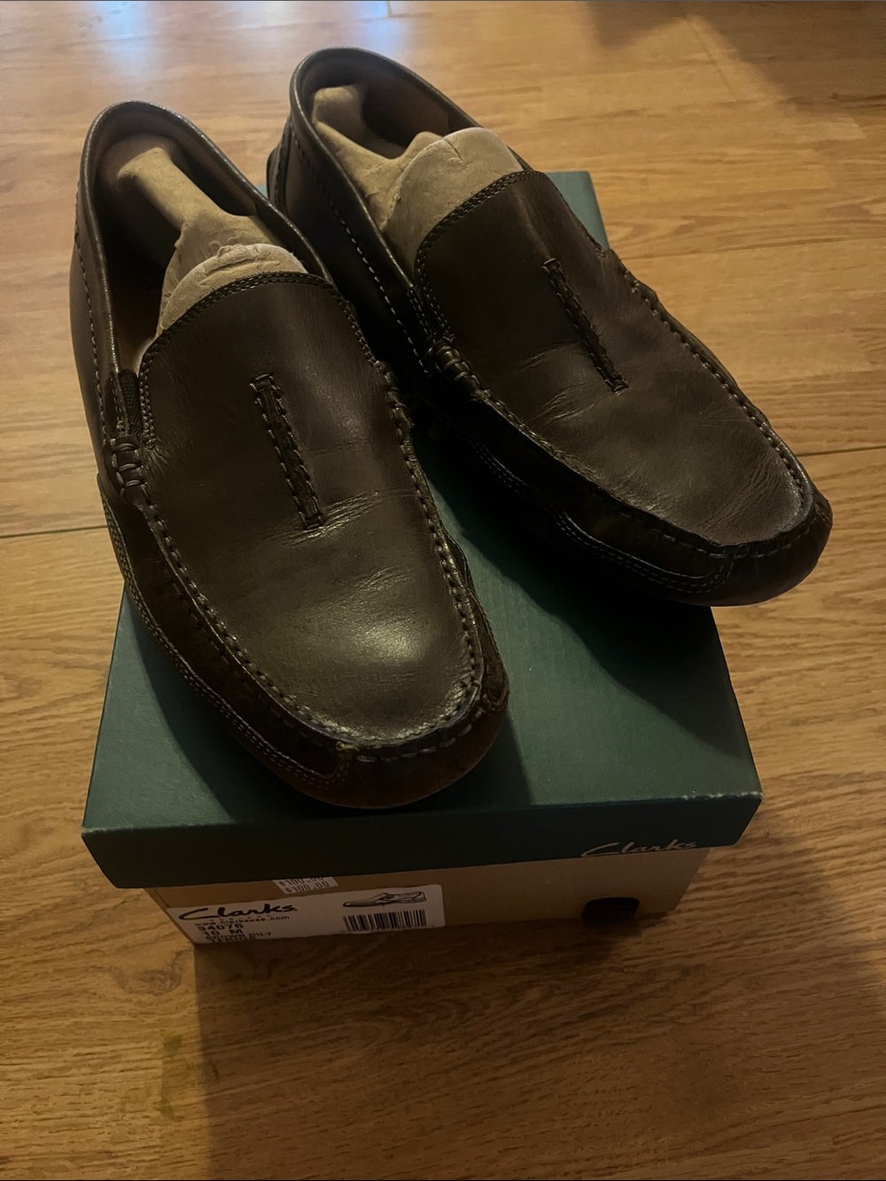 Clarks Men’s Dark Brown Leather Slip-On Moccasin Loafers